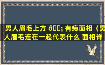 男人眉毛上方 🐡 有痣面相（男人眉毛连在一起代表什么 面相详解）